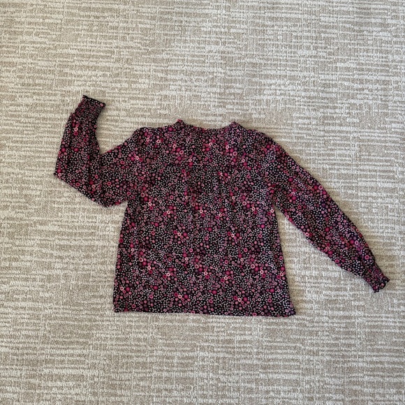 LOFT Ruffle Tie Neck Mixed Media Blouse - Picture 2 of 4